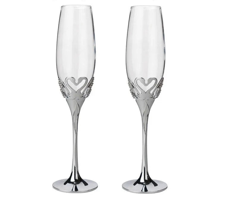 Taça de Cristal Luxo Cisne Dourado (Kit 2 taças)