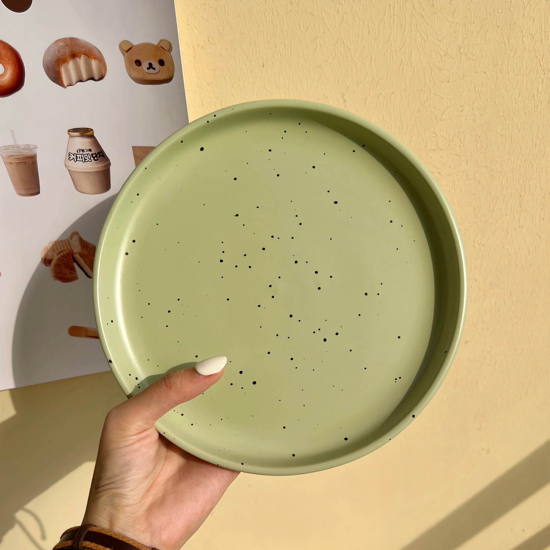 Prato para Sobremesas de Cerâmica com Estampa Ink Splash