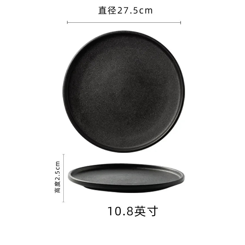 Prato Raso Japonês em Cerâmica Fosca – Preto Minimalista
