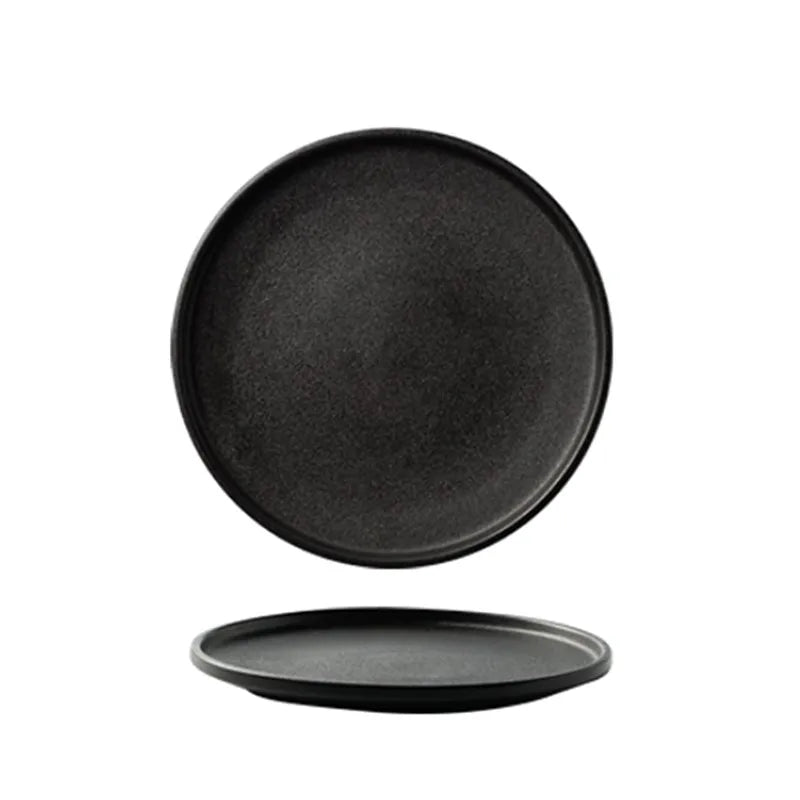 Prato Raso Japonês em Cerâmica Fosca – Preto Minimalista