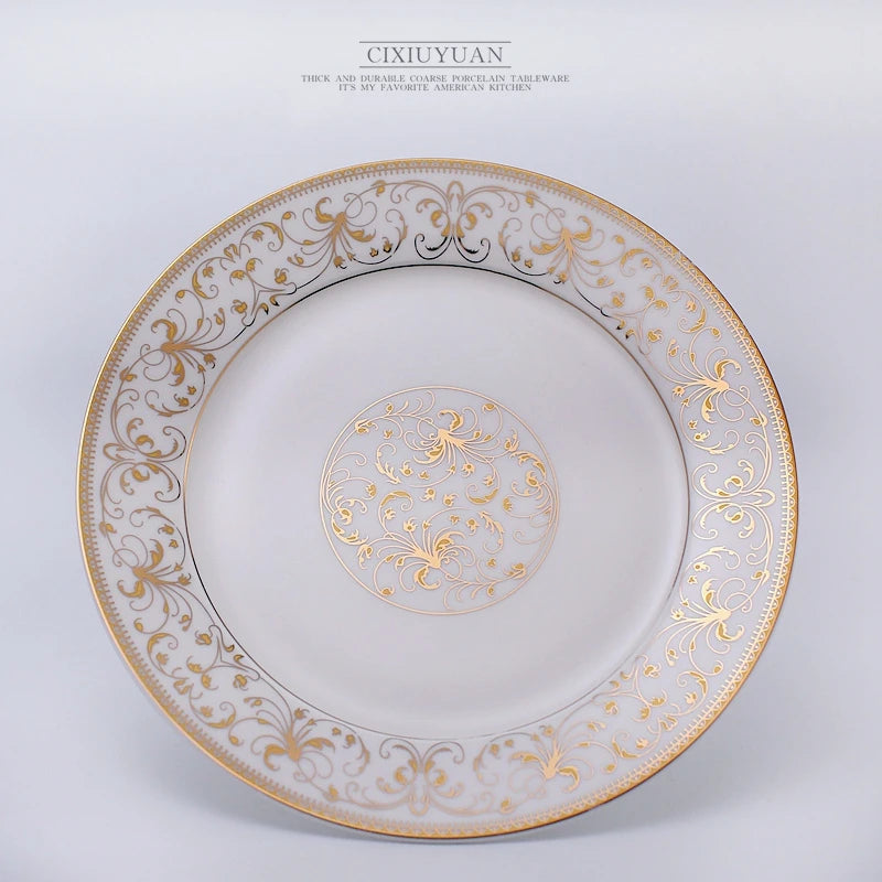 Conjunto de Pratos em Porcelana Fina – Redondas com Estampa Geométrica