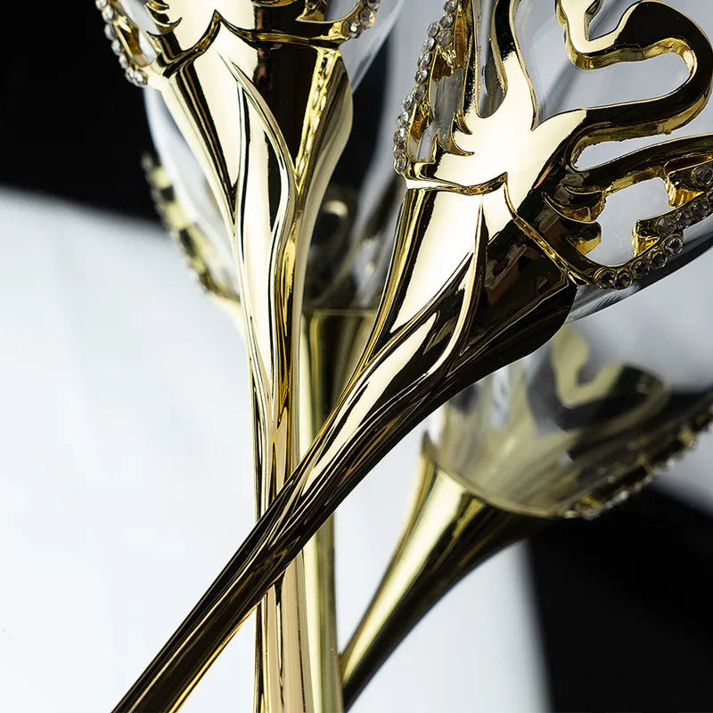 Taça de Cristal Luxo Cisne Dourado (Kit 2 taças)