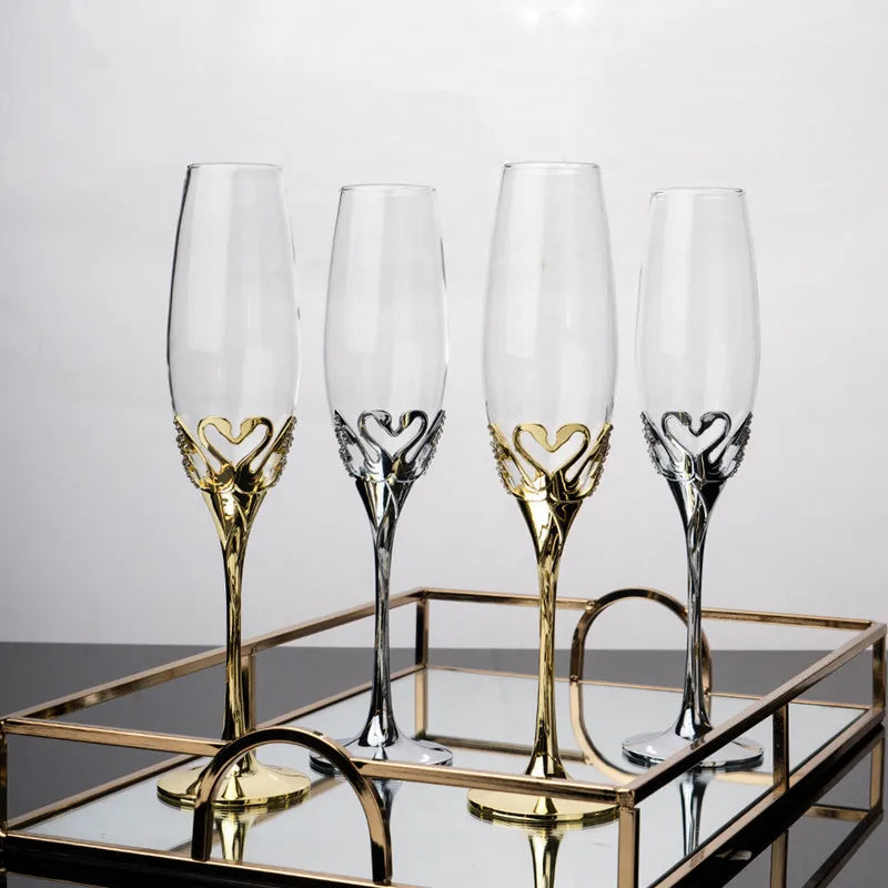 Taça de Cristal Luxo Cisne Dourado (Kit 2 taças)