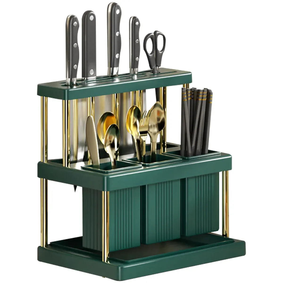 Multi-Function Faca Titular, Cortador e Talheres Escorredor Rack, PP, Economia de Espaço, Utensílio de Cozinha Organizer, Novo