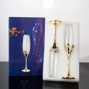 Taça de Cristal Luxo Cisne Dourado (Kit 2 taças)