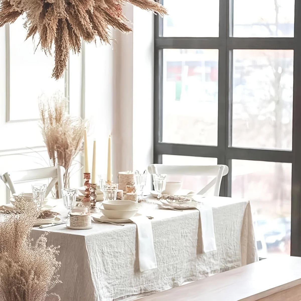 Toalha de Mesa Bege Estilo Francês