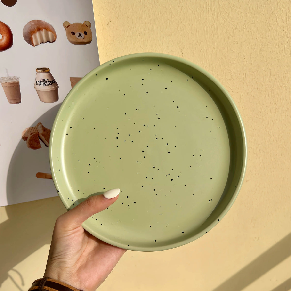 Prato para Sobremesas de Cerâmica com Estampa Ink Splash 