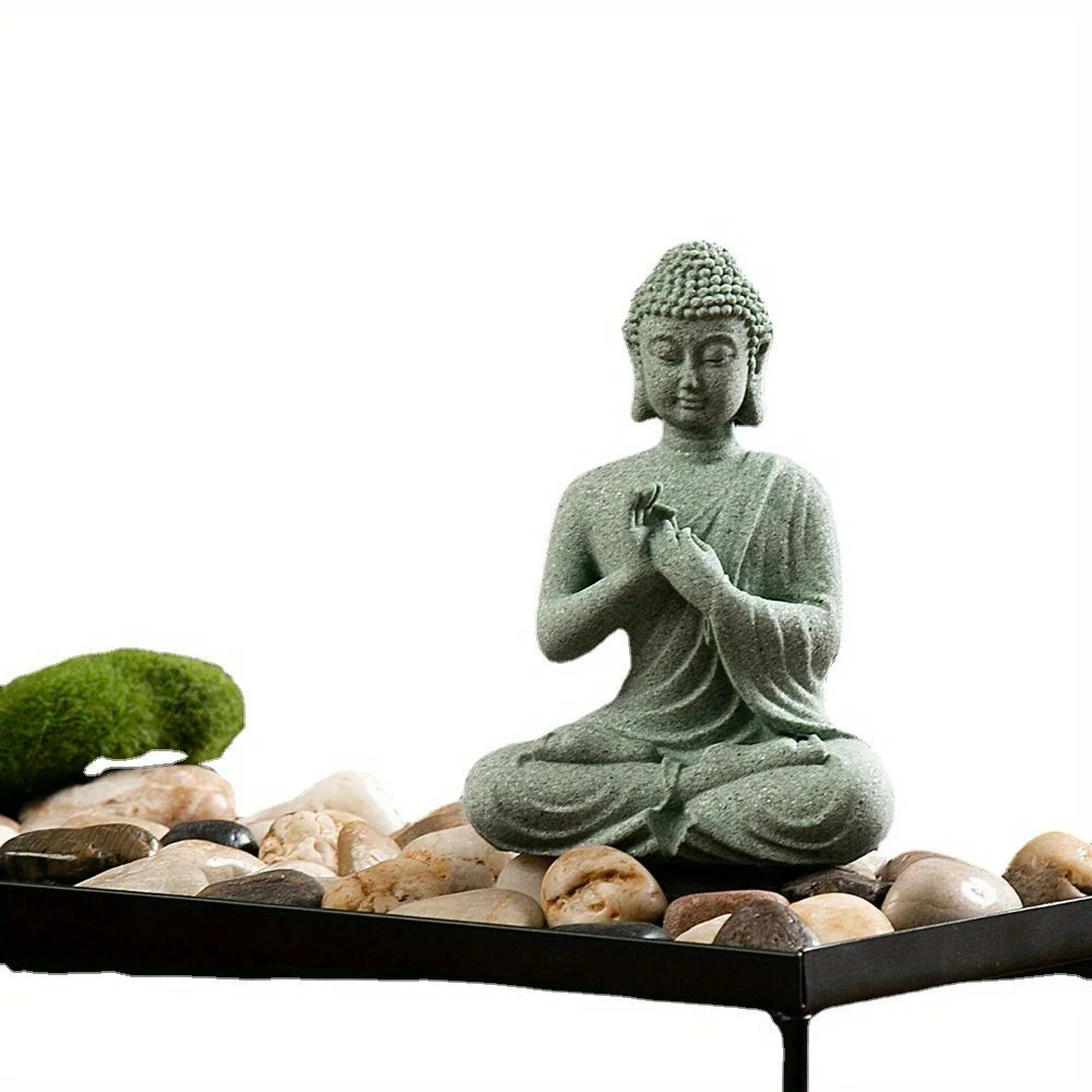 estátua buda arenito verde, decoração zen, estátua buda paz e harmonia, buda arenito verde decoração, estátua buda meditação, buda arenito verde jardim, estátua buda serenidade, buda arenito verde presente, decoração espiritual buda, buda arenito verde ambiente zen, Center doce Lar