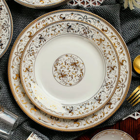 Conjunto de Pratos em Porcelana Fina – Redondas com Estampa Geométrica