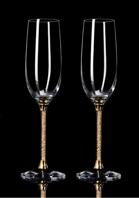 Taças de Cristal Diamante 2 Peças – Luxo Europeu