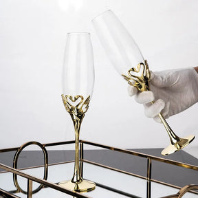 Taça de Cristal Luxo Cisne Dourado (Kit 2 taças)