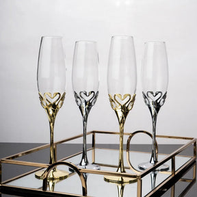 Taça de Cristal Luxo Cisne Dourado (Kit 2 taças)