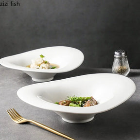 Prato Fundo Grande de Cerâmica Branca – Sopas, Saladas e Frutas