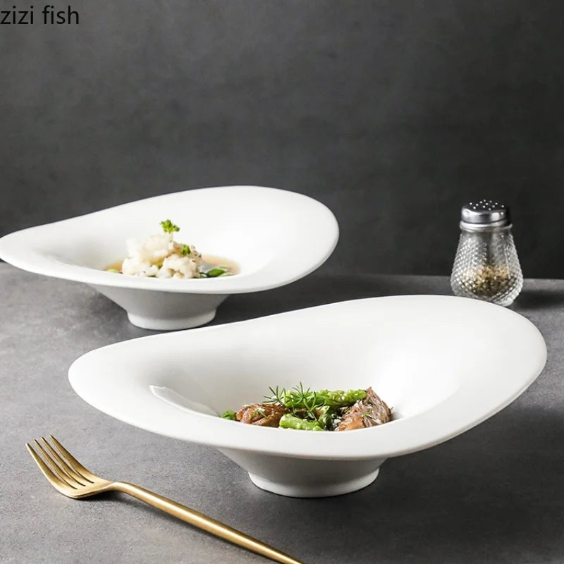 Prato Fundo Grande de Cerâmica Branca – Sopas, Saladas e Frutas